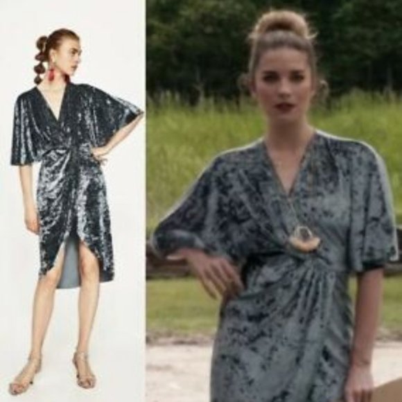 Zara Dresses & Skirts - ZARA ASO ALEXIS IN SCHITT'S CREEK VELVET CROSSOVER DRESS SZ MED